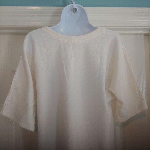 Oh My Gauze Cream (1) Cotton Half Sleeve Coastal Beachy Top V-Neck - 第 7/10 張圖片