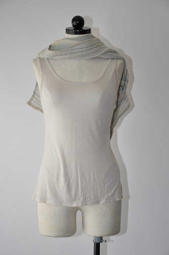 Soft Surroundings Light Blue Beige Woven Cotton Lagenlook Art Blouse Top Women M - Picture 20 of 23
