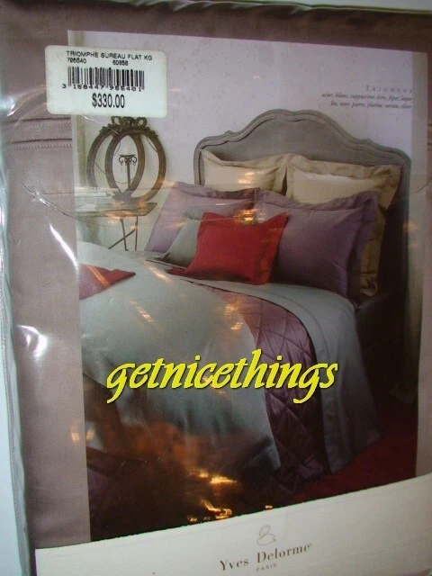 US$ 345 Novo com etiquetas Yves Delorme Triomphe KING folha plana 106x110 Sureau marrom acastanhado França - Imagem 4 de 4