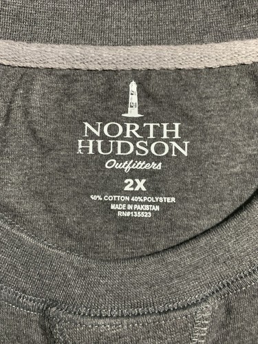 NUOVO!! North Hudson Outfitters CAMICIA UOMO MANICA LUNGA PIU' 2X GRIGIO SUPER MORBIDO - Foto 6 di 9