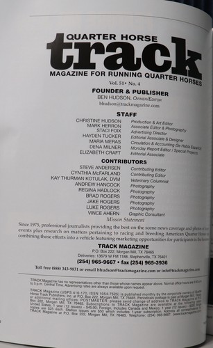 Quarter Horse Track Magazine For Running Quarter Horses April 2025 - Picture 4 of 6