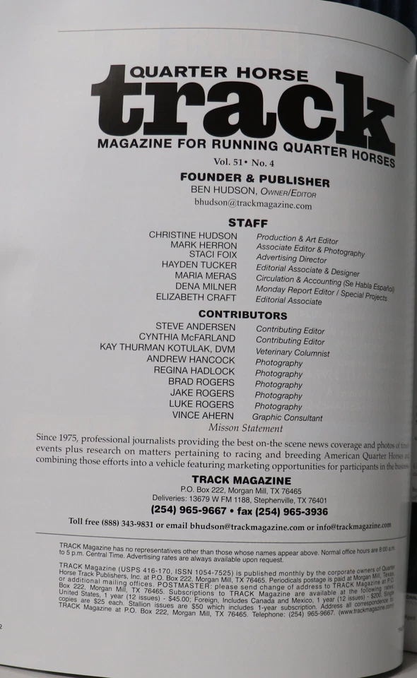 Track Magazine For Running Quarter Horses April 2025 "Flying Joy 1" - Image 4 of 4