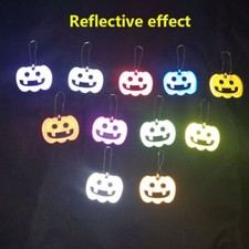 10pcs Halloween Pumpkin Charm Bag Keychain Reflective Keytag Pendant Unisex Gift