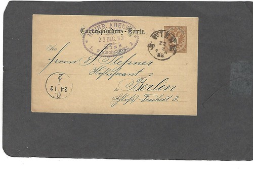 1883 WIEN,AUSTRIA POSTAL CARD TO BERLIN,GERMANY - Picture 1 of 2