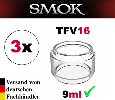 3 x Smok TFV16 Glastank 9ml Ersatztank Ersatzglas Tank Bulb 