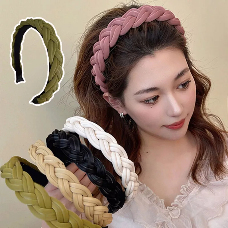 Fashion Womens Headband Handmade Braided Hairband Girls Solid