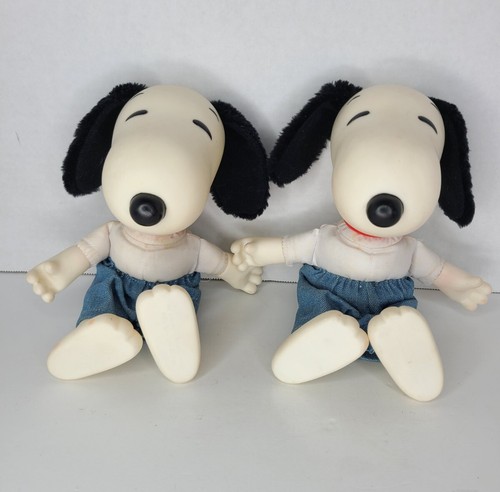 United Feature Snoopy 1968 Doll plastic. Soft body bean Plush Lot of 2 9"