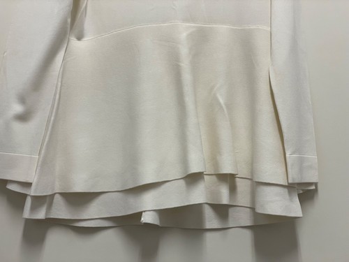 COS TOP-Ivory Rayon/Nylon Knit Long Sleeve Pullover Mock Neck Layered 'Skirt' L - Picture 3 of 6