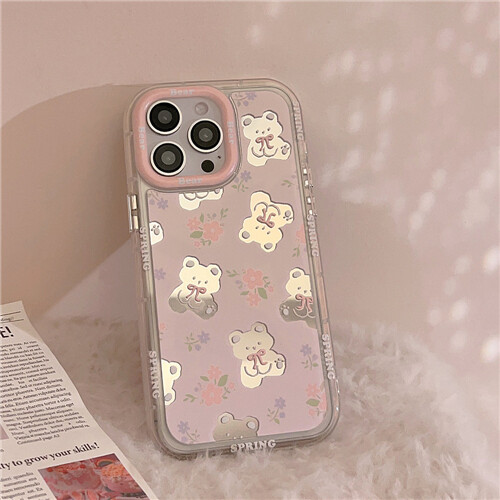 Mirror Flower Bear Shockproof Case Cover For iPhone 16 Plus 15 Pro Max 14 13 12 - Bild 8 von 10
