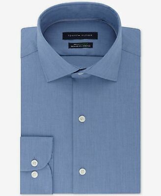 Tommy Hilfiger Regular Fit Stretch Long Sleeve Dress Shirt Blue White Any Size Tommy Hilfiger Regular Fit Stretch Long Sleeve Dress Shirt Blue White Any Size