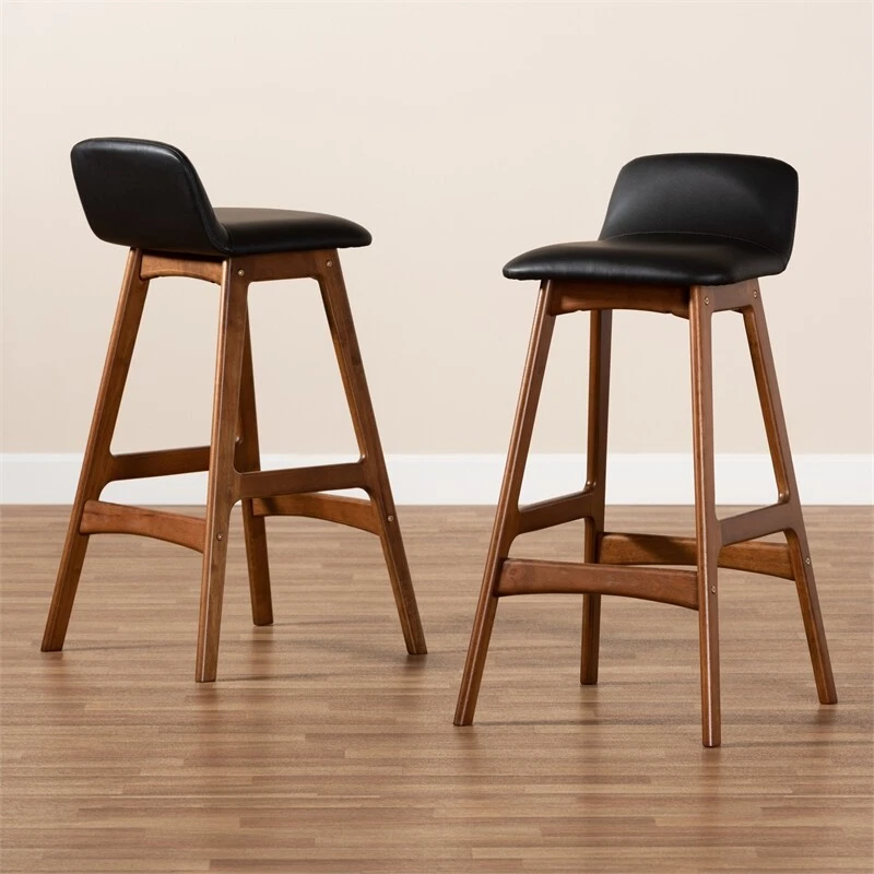 Baxton Studio Black Upholstered and Brown Finished Wood 2 Piece