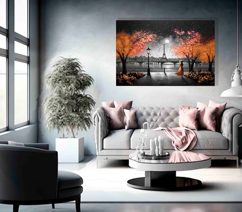 Alone at Night in Paris Eiffel Tower Canvas Prints City Wall Art Pictures Decor - Picture 100 of 141