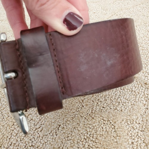 Cintura vintage Max Mara in pelle marrone tono argento ferramenta media Italia - Foto 2 di 12