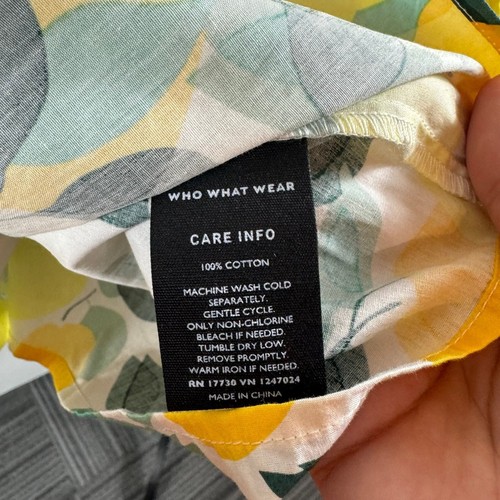 Who What Wear Lemon Print Tie Front Off The Shoulder Shirt size XS - Picture 7 of 7