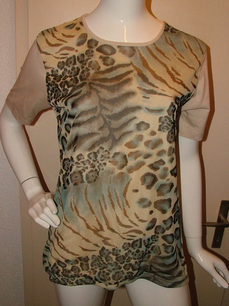 T-Shirt von E.B. Design, Gr. M, Hellbraun, animal print