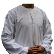 Men White Arab Robe Islamic Clothing Kaftan Dishdasha Arabic Long Sleeve