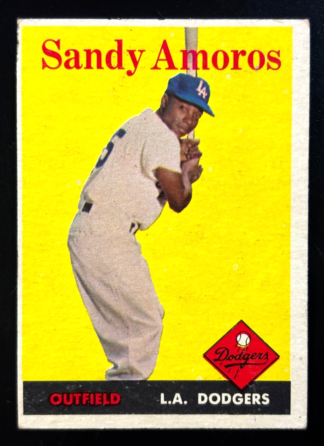 Vintage 1958 Topps SANDY AMOROS #93 Los Angeles Dodgers EX
