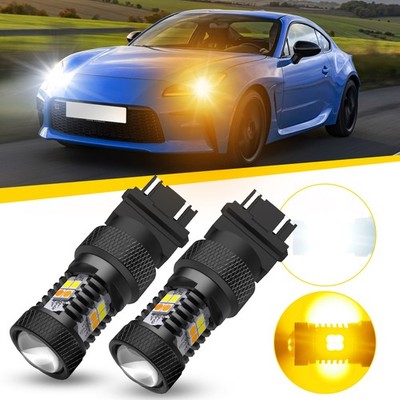 2X 3157 3156 LED Turn Signal DRL Light Bulbs Switchback Dual Color White Amber