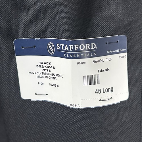 NWT Stafford 46L Blazer Wool Blend Black Silver Two Button Lined Vented - Picture 3 of 9