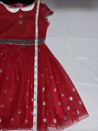 Disney Girls Minnie Mouse Dress Costume With Hood Ears Size 6 / 6X Cute - Picture 8 of 11