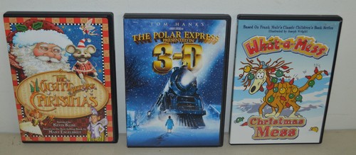 3 Christmas DVDs Kids Polar Express - Christmas Mess - Night Before Christmas - Foto 1 di 8
