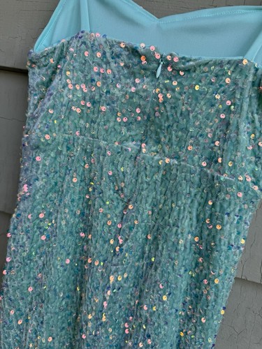 Alisa & Leo Turquoise Sequin Gown Girls 10 Pageants Velvet Formal Dress Mermaid - Picture 7 of 9