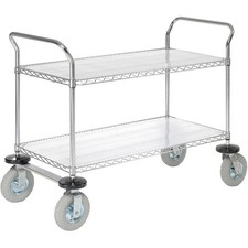 Chrome Wire Shelf Instrument Cart 2 Shelves 1200 Lb. Cap.