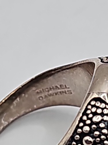 Michael Dawkins Sterling Starry Night Oval Doublet MOP Quartz Ring Size 9.5 - Picture 7 of 13