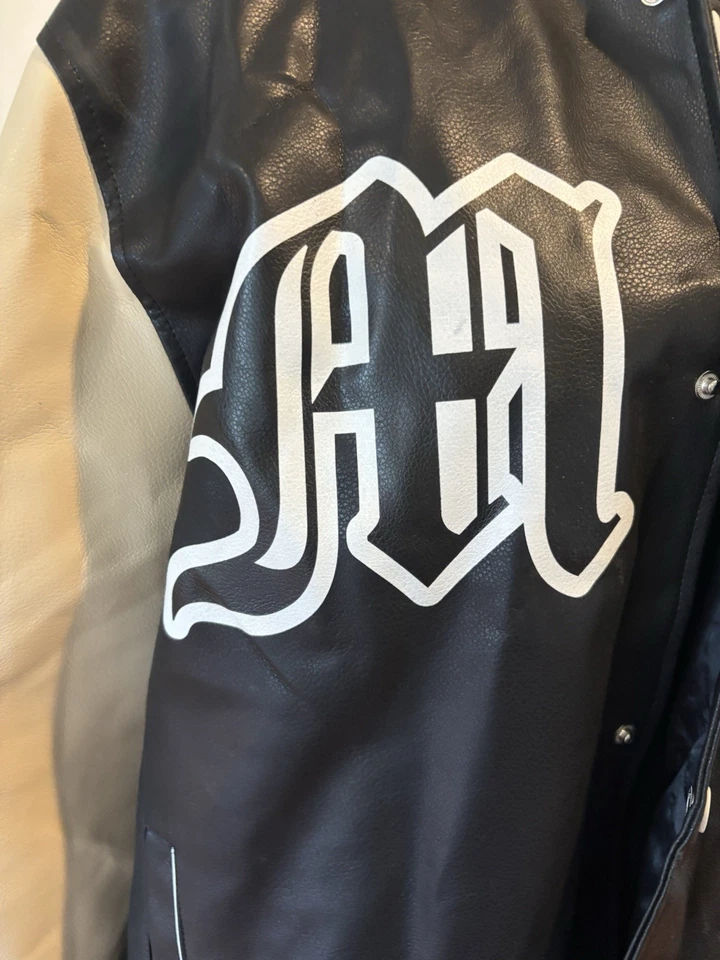 Members Only The Godfather Faux Leather Bomber Varsity Jacket Men’s Large New - Image 3 of 4