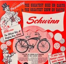 1953 Schwinn Bicycle Advertisement Ringling Brothers Circus Official Bike F15S