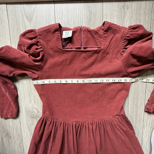 Laura Ashley Kleid Damen 6 Vintage Prairie Modest Puff Langarm Cord - Bild 2 von 15