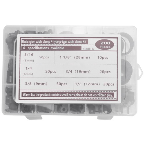 200 PièCes R-Type P-Type Serre-Câbles en Plastique Nylon Fil Clip Assortime4969