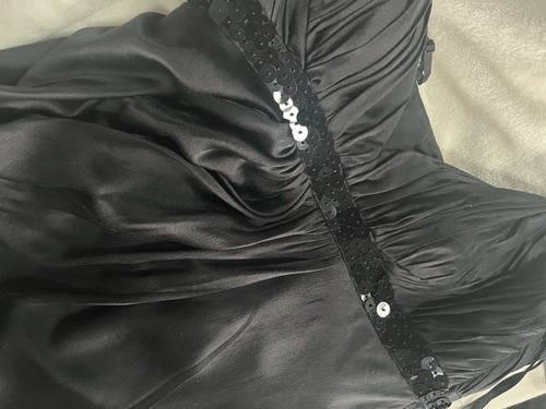 Vestido Vintage Anne Klein 8 Seda Babydoll Slip Cóctel Imperio Cintura Gorg Lentejuelas - Imagen 8 de 12