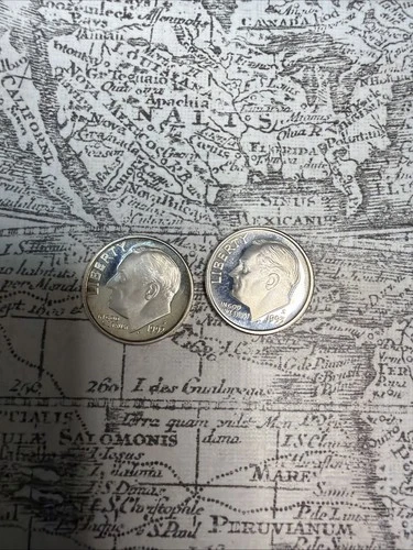 Lot Of 2 - 90% Silver Modern Proof Dimes Roosevelt S Mint 1992, 1993 - RD8