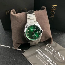 Bulova 96B429 Men's Surveyor Automatic Green Dial Stainless Steel Watch 38mm
