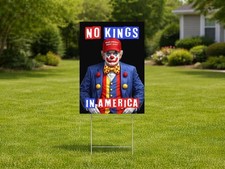 No Kings In America Yard Sign Political Poster Art Resist Protest Lawn Decor