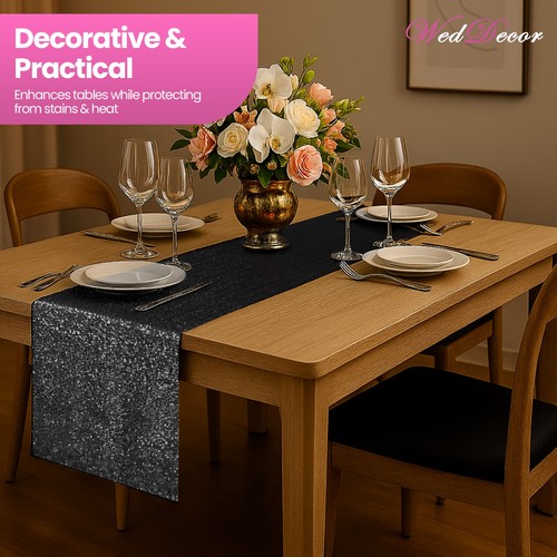 Cubierta de mesa de comedor multicolor con lentejuelas brillantes para comedor boda fiesta - Imagen 90 de 229
