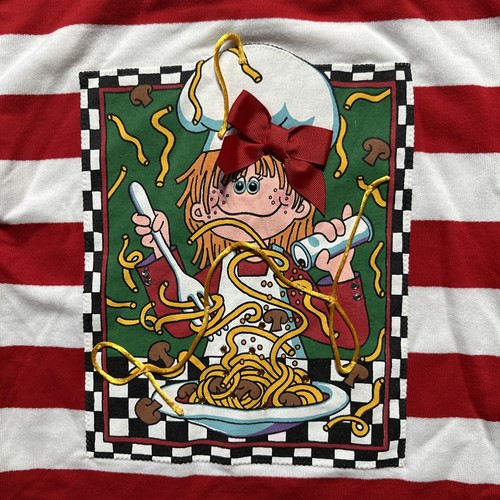 Vintage Zoodles Stripes Red/White Girl Chef Spaghetti 5-6 Long Sleeve Shirt - Picture 3 of 14