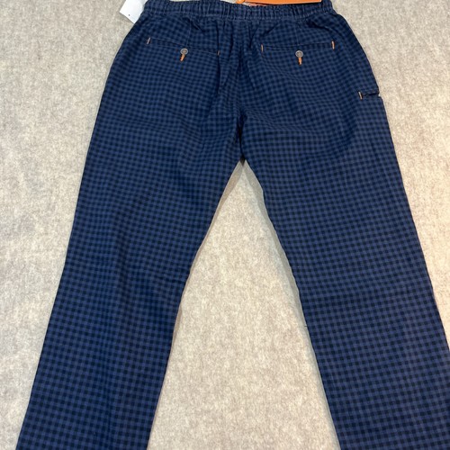 Tallia Sport Cotton Stretch Pull On Pants Navy Checkered Mens Medium - Picture 3 of 7