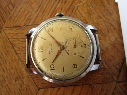 Vintage Used Chrome Plated VADUX Manual Watch Cal. Arogno 151. For parts. - Bild 1 von 22