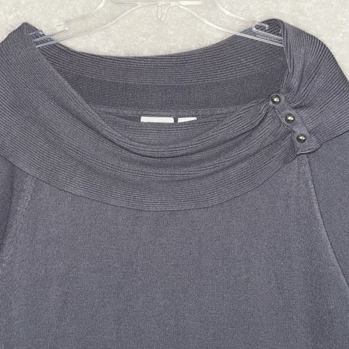 Cato grauer Pullover Oberteil Gr. L Umschlag Langarm metallic silber Knöpfe - Bild 2 von 9