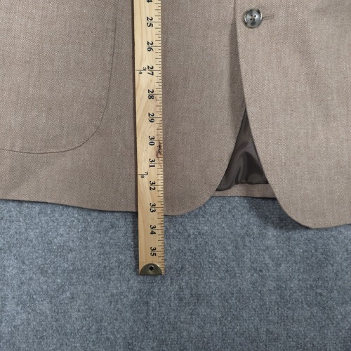 NWT Stafford Blazer Mens 48L Regular Brown Herringbone Linen Blend Classic Fit - Picture 9 of 16