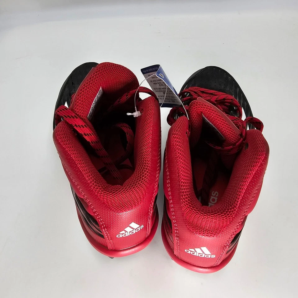 Adidas PowerAlley 3 Mid Red Black White Baseball Cleats S84782 Youth 3.5 Kids - Image 4 of 4