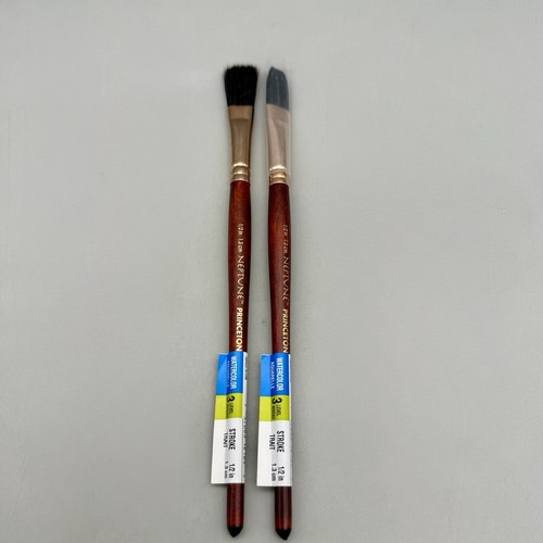 Princeton Neptune Level 3 Watercolor Paint Brush Stroke Trait 1/2 in - Lot of 2