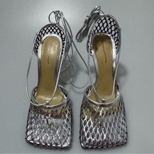 Bottega Veneta Stretch Lace-Up Sandals Silver Women  s EU 36.5/US 6.5