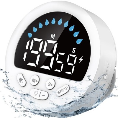 Waterproof Shower Countdown Timer: Large Display, ADHD Tool for Adults, 4 Vol...