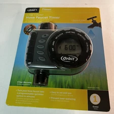ORBIT 1 DIAL 1 OUTLET HOSE FAUCET TIMER WATER WATERING SPRINKLER 24600 NEW 0008