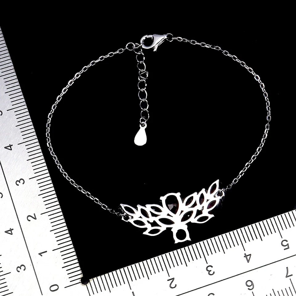 925 Sterling Silver Bracelet Pear Ruby 7x5mm Natural Gemstone Jewelry 6.5inches - Image 3 of 4