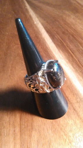 Matrix Silber Schungit 14K Gelbgold und Platin über Kupfer Ring (Größe 7) - Bild 8 von 15