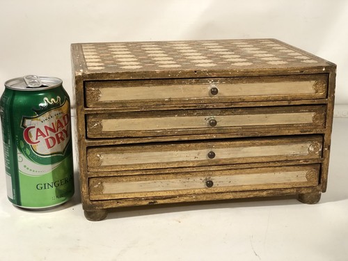 Vintage 50s Gilt Wood Florentine Jewelry Box Chest Of Drawers Display Made Italy - Picture 10 of 15